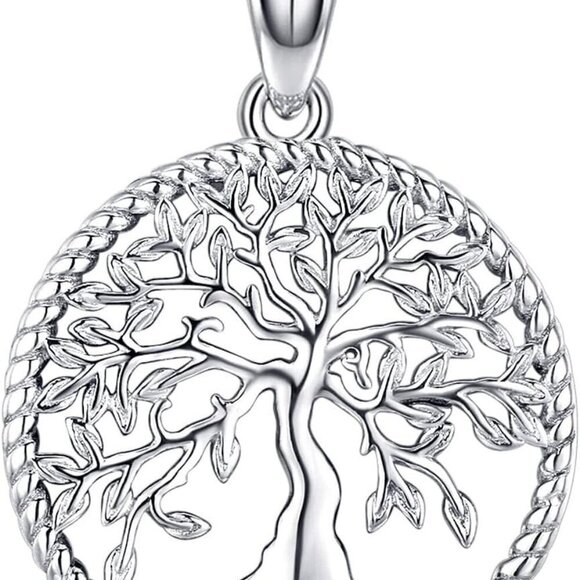 Tree of Life Necklace, Sterling Silver Pendant for Women Family Tree Necklaces J - Picture 1 of 8